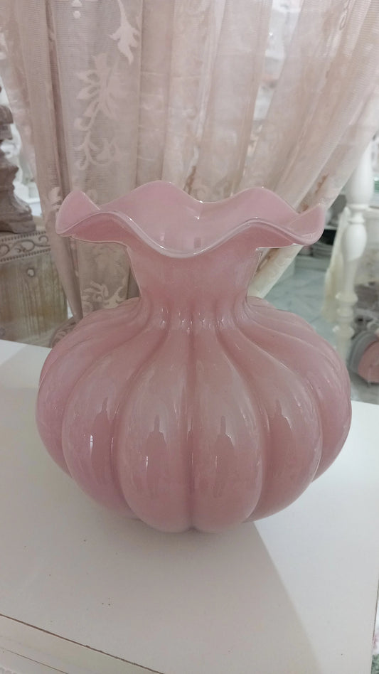 Vaso cipolla in vetro rosa Cod.of56